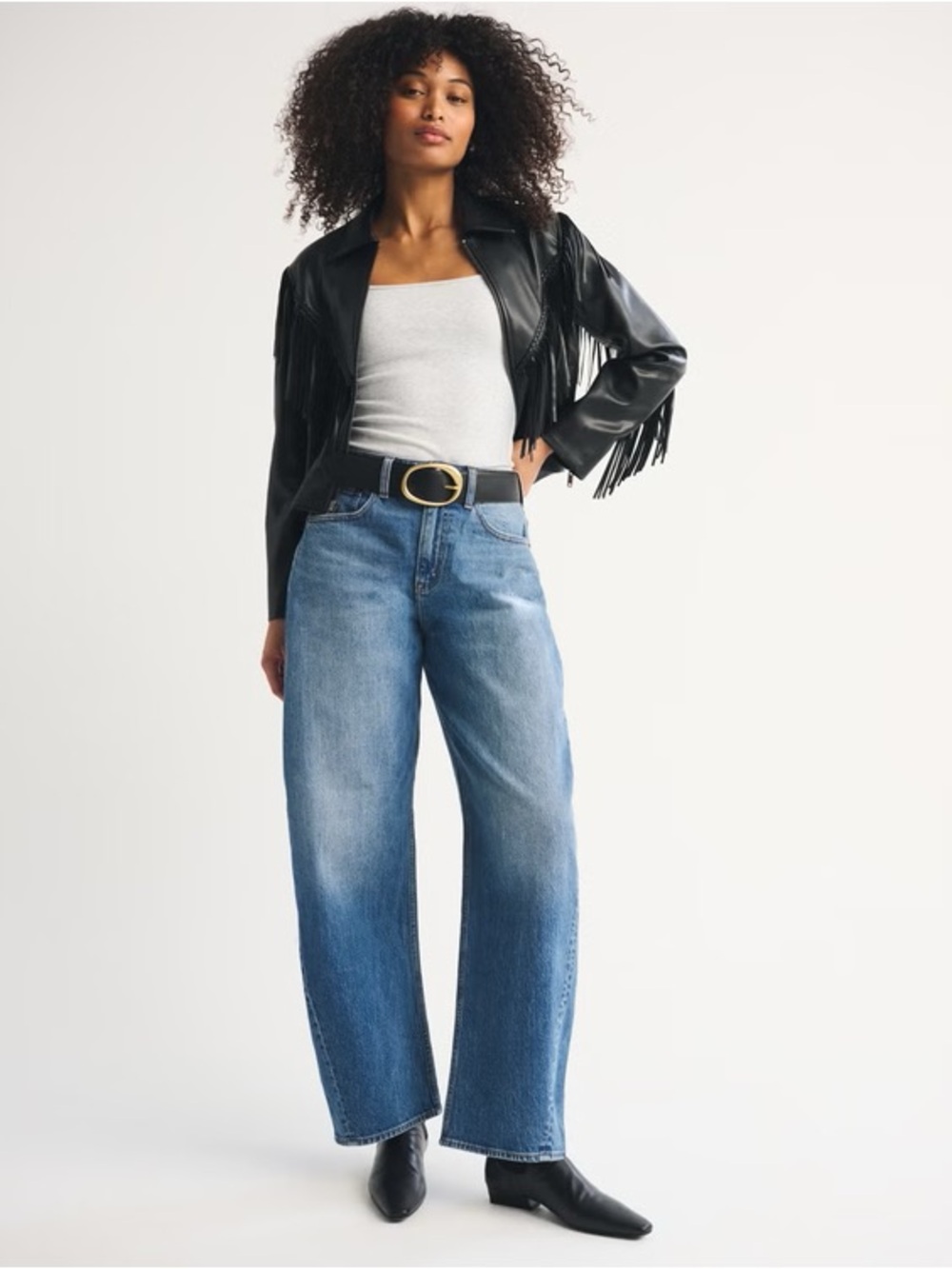 Abercrombie & Fitch The Barrel Jean Mid Rise Curve Love Long Inseam